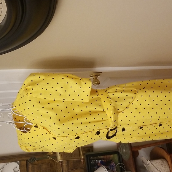 PINUP DOLL❣️Vintage yellow and black polka dot pinup style dress - Picture 4 of 13